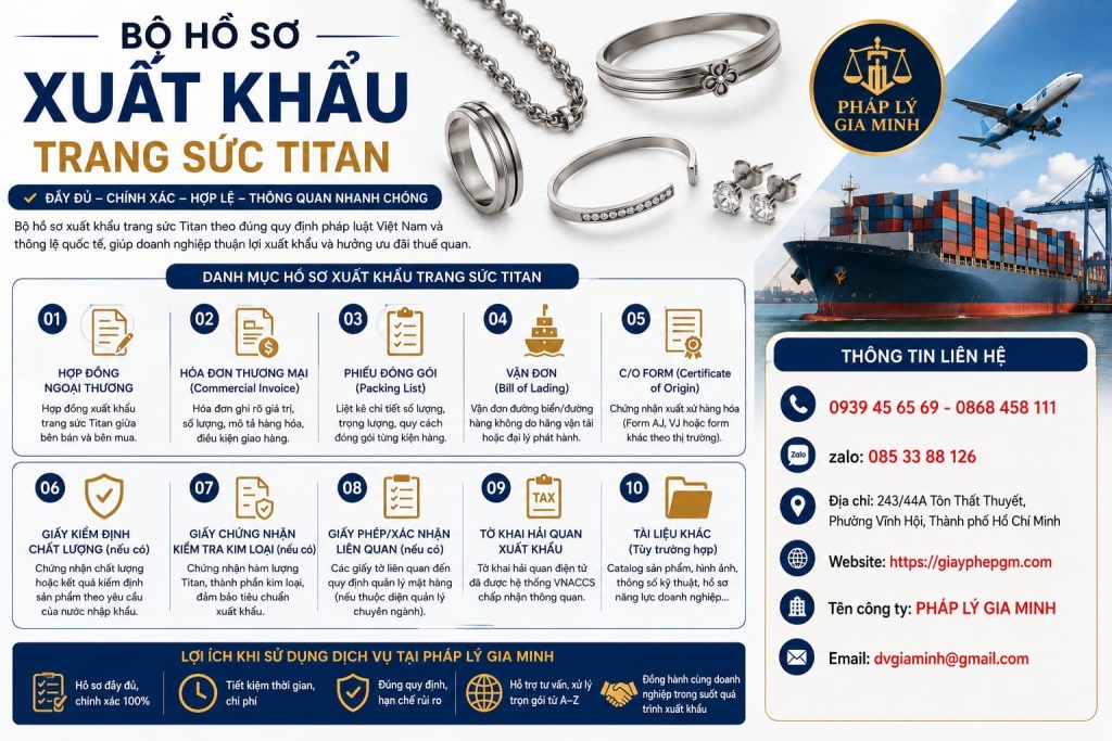 Bộ Hồ Sơ Xuất Khẩu Trang Sức Titan Đầy Đủ Từ A–Z 1 Bộ hồ sơ xuất khẩu trang sức Titan