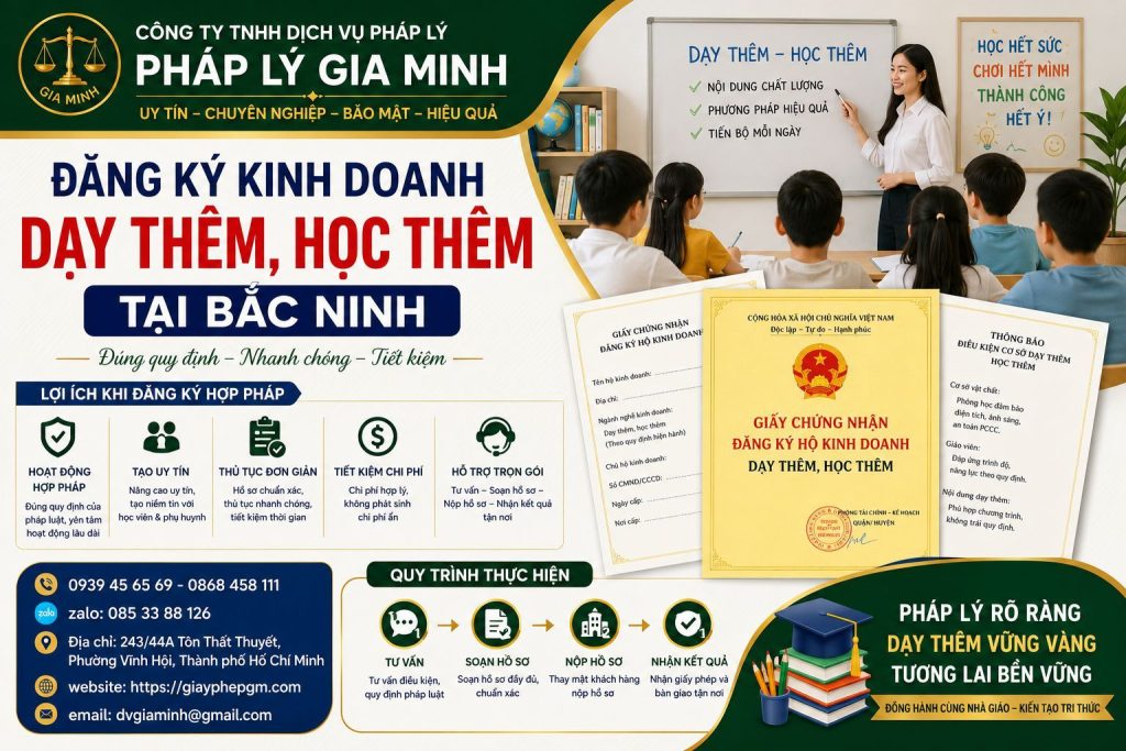 Đăng ký kinh doanh dạy thêm, học thêm tại Bắc Ninh đầy đủ nhất 1 Đăng Ký Kinh Doanh Dạy Thêm, Học Thêm Tại Bắc Ninh