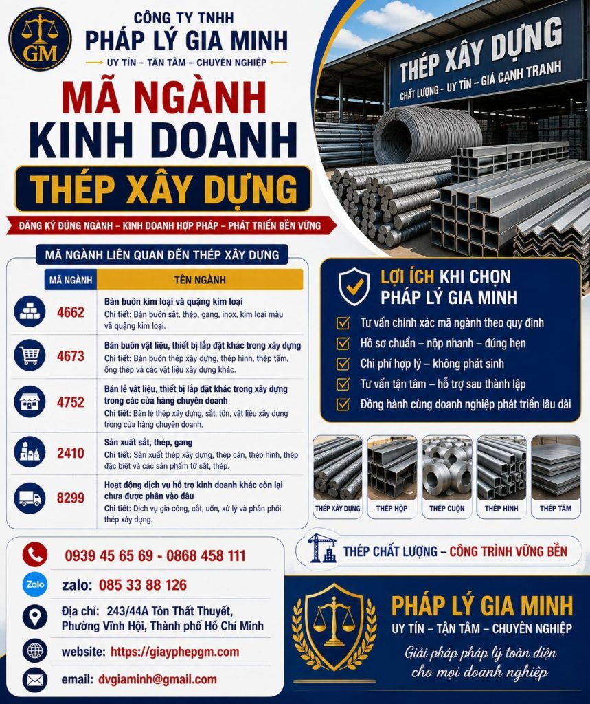 Mã Ngành Kinh Doanh Thép Xây Dựng