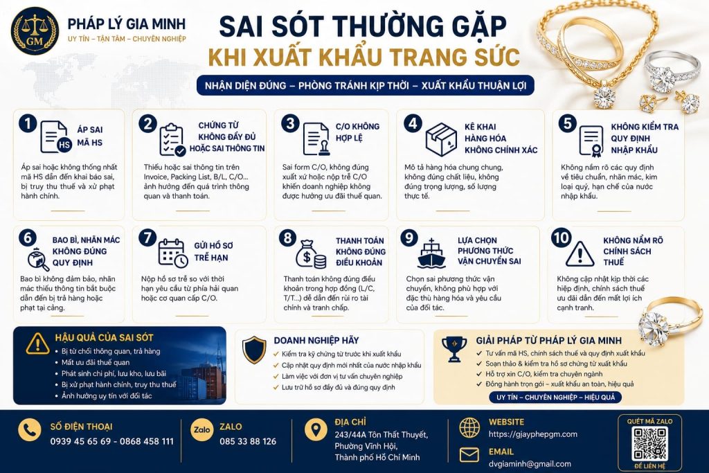 Sai sót thường gặp khi xuất khẩu trang sức