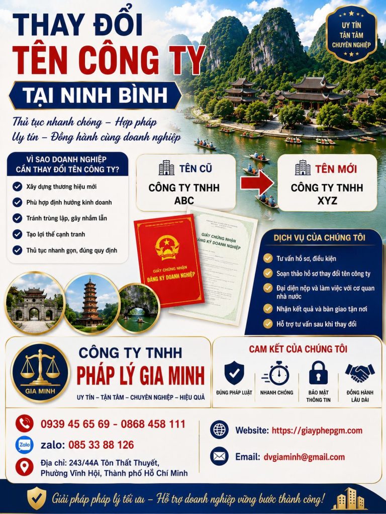 Thay đổi tên công ty tại Ninh Bình