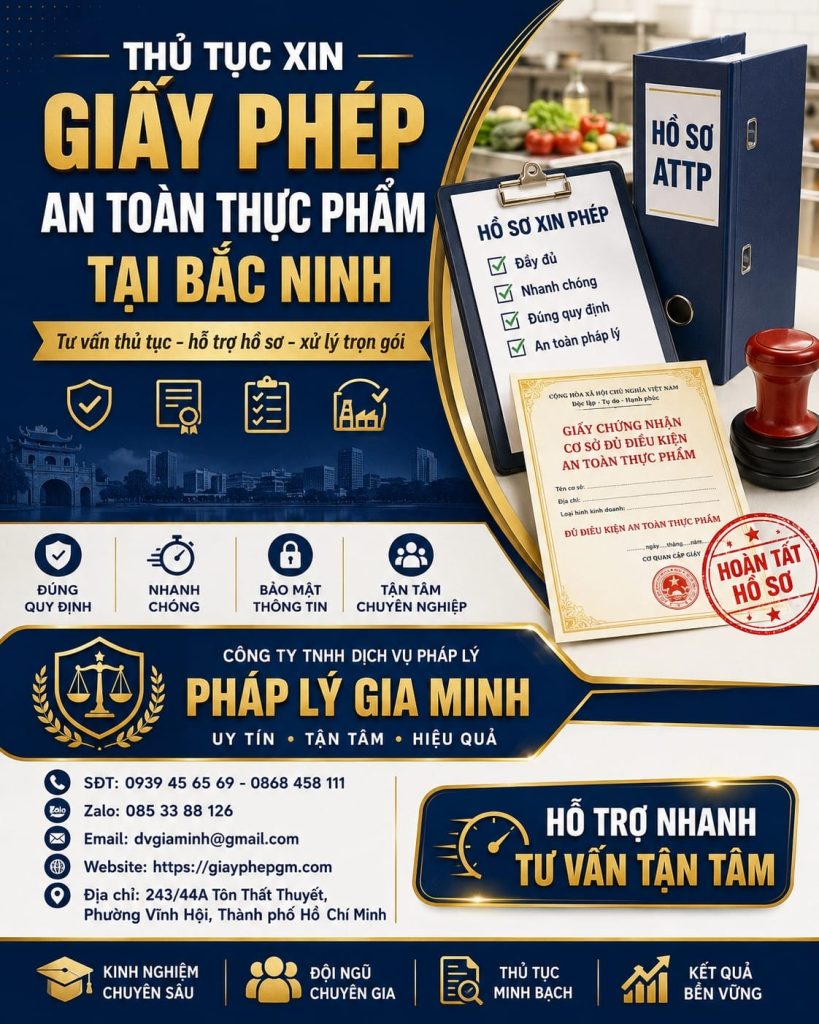 Thủ tục xin giấy phép an toàn thực phẩm tại Bắc Ninh