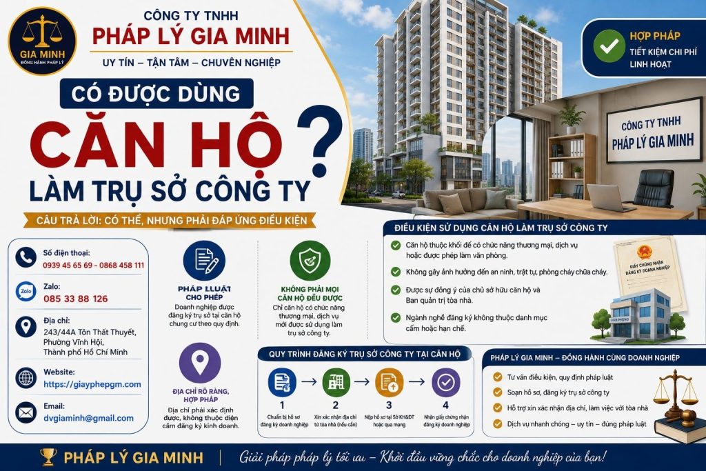 Có được dùng căn hộ làm trụ sở công ty không