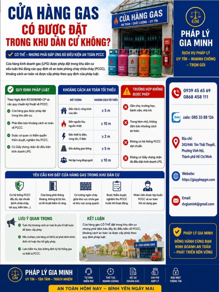 Cửa hàng gas có được đặt trong khu dân cư không