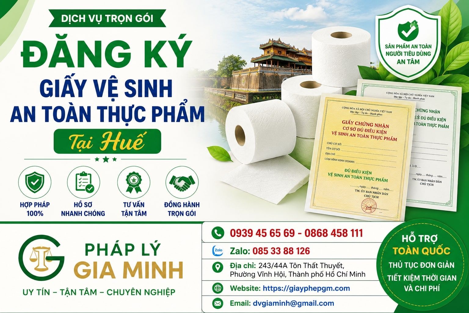 Đăng ký giấy vệ sinh an toàn thực phẩm tại Huế
