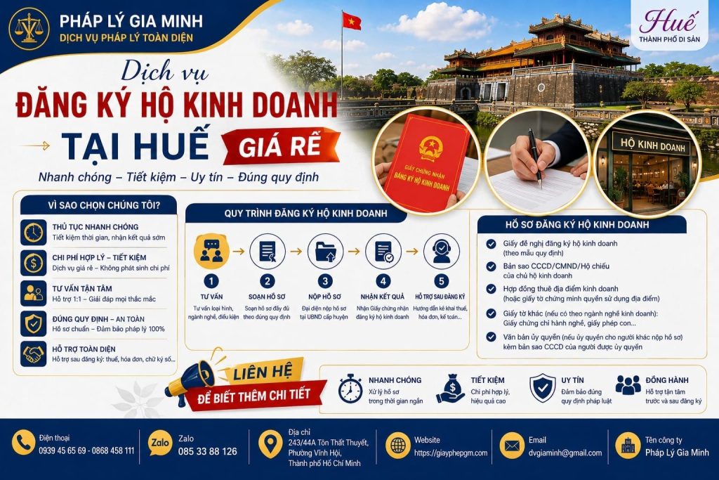 Dịch vụ đăng ký hộ kinh doanh tại Huế giá rẻ: Chọn đúng để không phát sinh thêm 1 Dịch vụ đăng ký hộ kinh doanh tại Huế giá rẻ