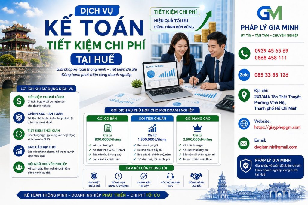 Dịch vụ kế toán tiết kiệm chi phí tại Huế giúp doanh nghiệp giảm gánh nặng nhân sự 1 Dịch vụ kế toán tiết kiệm chi phí tại Huế