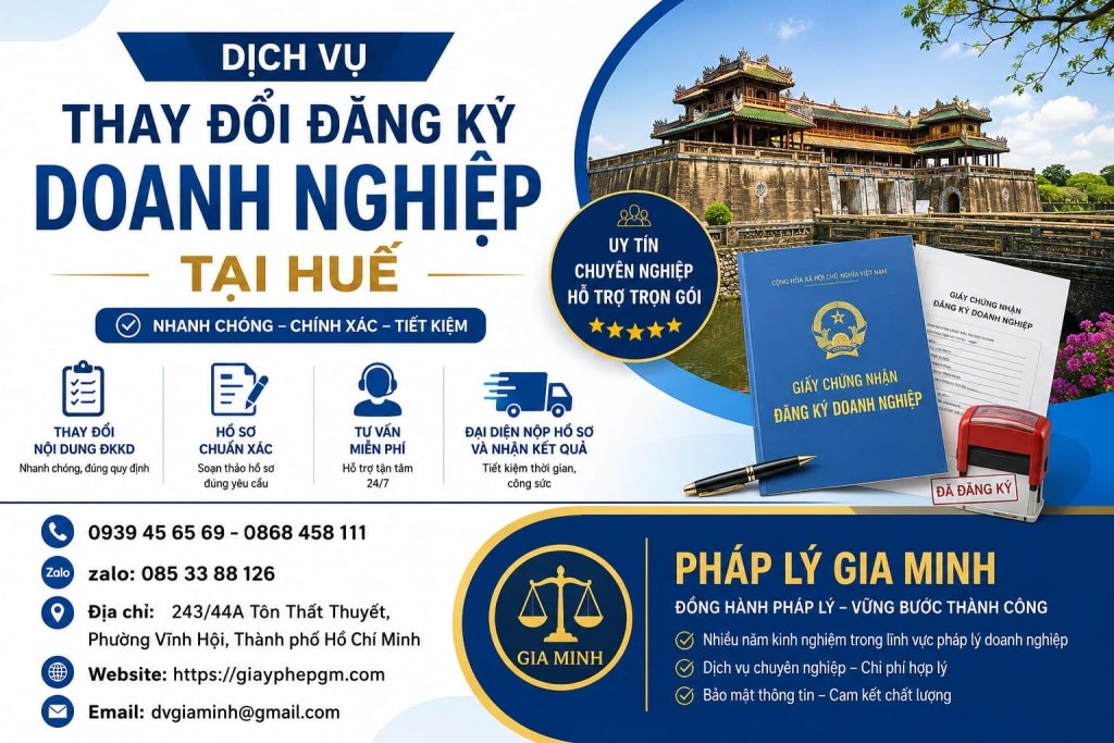Dịch vụ thay đổi đăng ký doanh nghiệp tại Huế