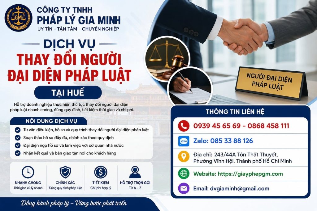 Dịch vụ thay đổi người đại diện pháp luật tại Huế