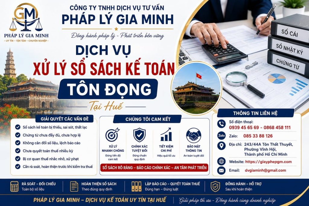 Dịch vụ xử lý sổ sách kế toán tồn đọng tại Huế: Gỡ dữ liệu cũ trước khi phát sinh thêm 1 Dịch vụ xử lý sổ sách kế toán tồn đọng tại Huế