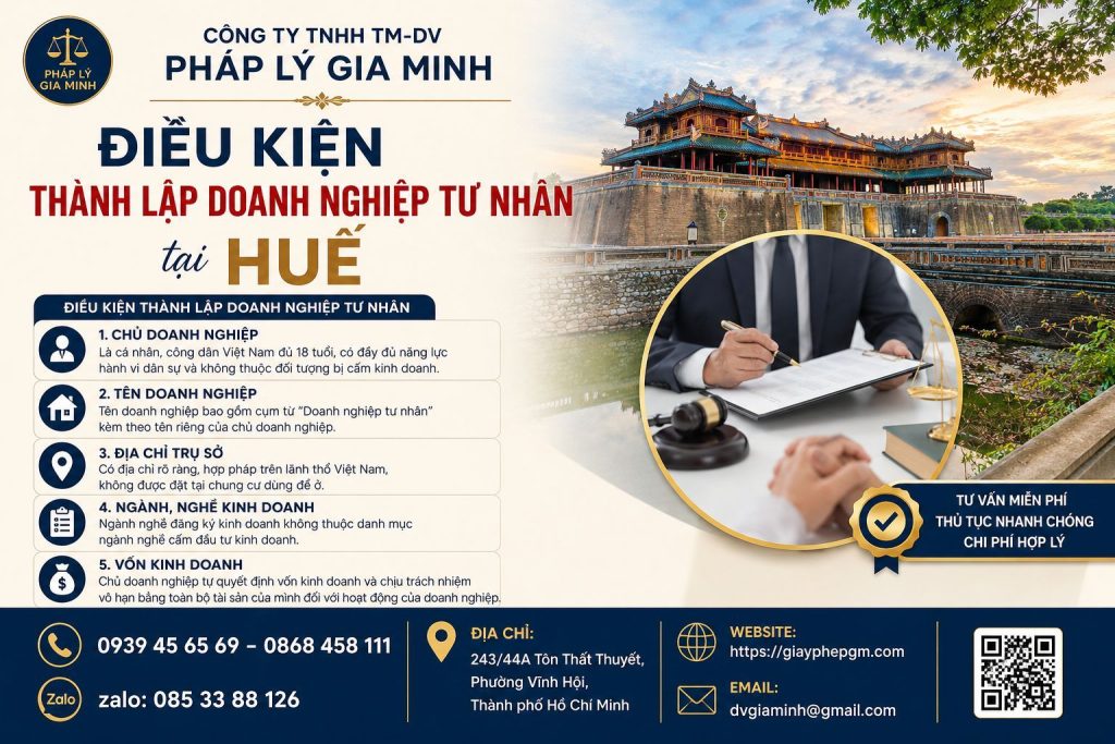 Điều kiện thành lập doanh nghiệp tư nhân tại Huế