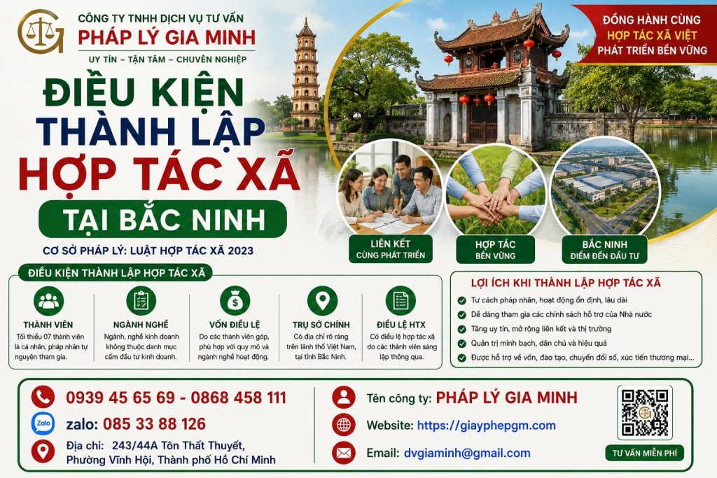 Điều kiện thành lập hợp tác xã tại Bắc Ninh