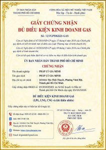 Giấy chứng nhận đủ điều kiện kinh doanh gas