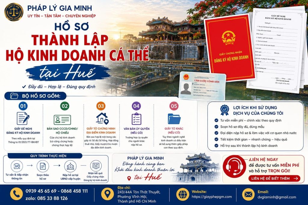 Hồ sơ thành lập hộ kinh doanh cá thể tại Huế