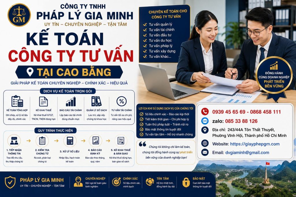 Kế toán công ty tư vấn tại Cao Bằng