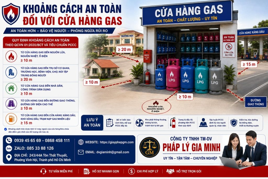 Khoảng cách an toàn đối với cửa hàng gas
