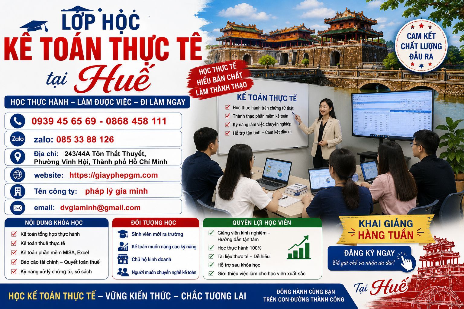 Lớp học kế toán thực tế tại Huế