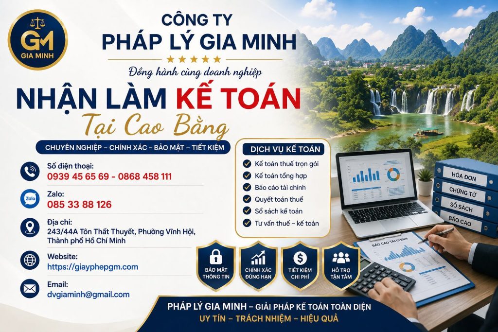 Nhận làm kế toán tại Cao Bằng