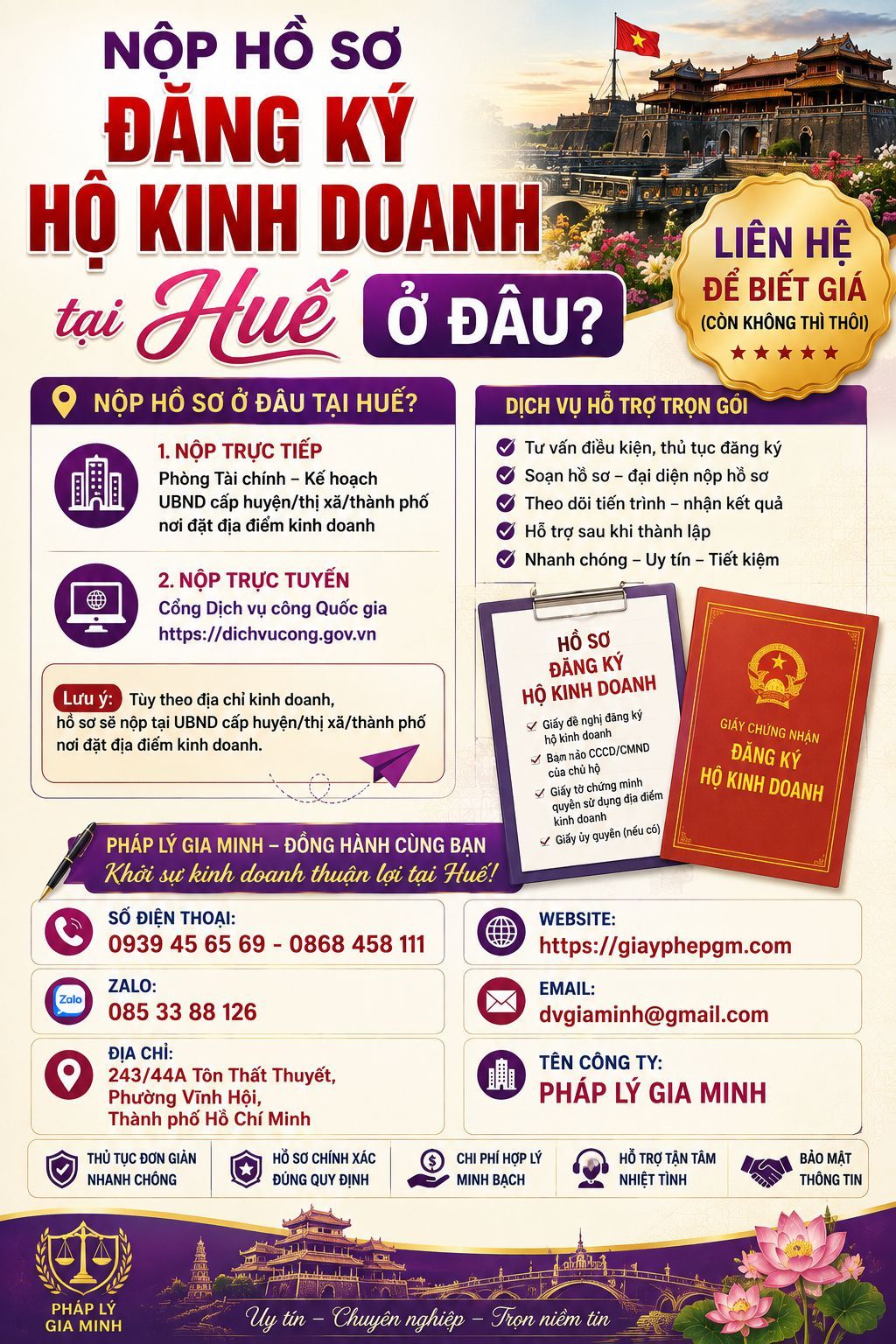 Nộp hồ sơ đăng ký hộ kinh doanh tại Huế ở đâu