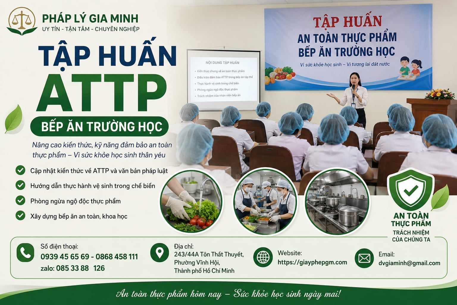 Tập huấn ATTP bếp ăn trường học