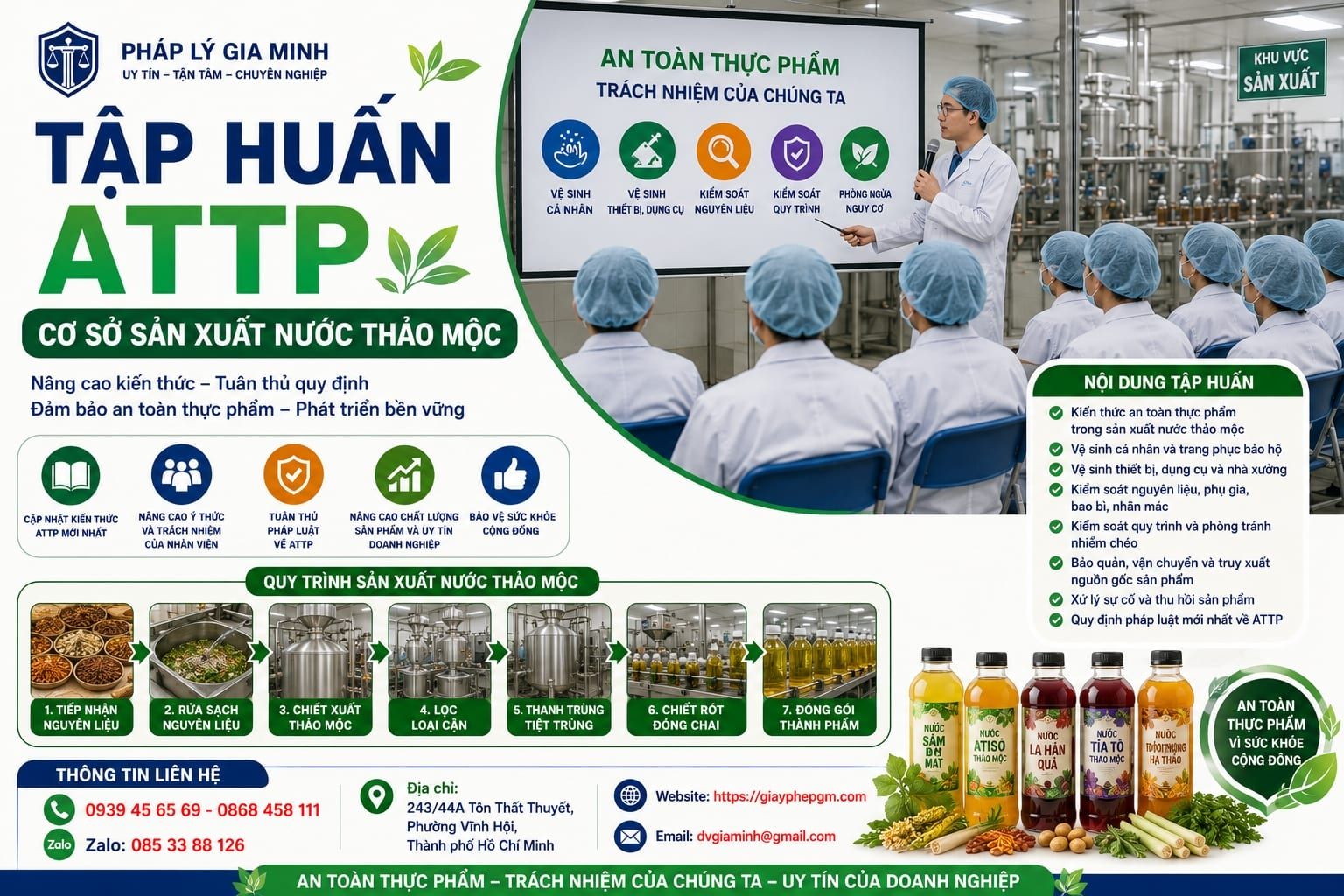 Tập huấn ATTP cơ sở sản xuất nước thảo mộc