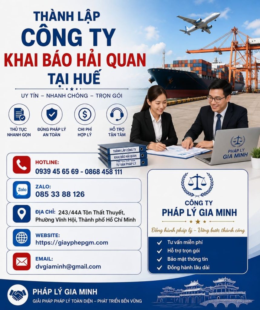 Thành lập công ty khai báo hải quan tại Huế