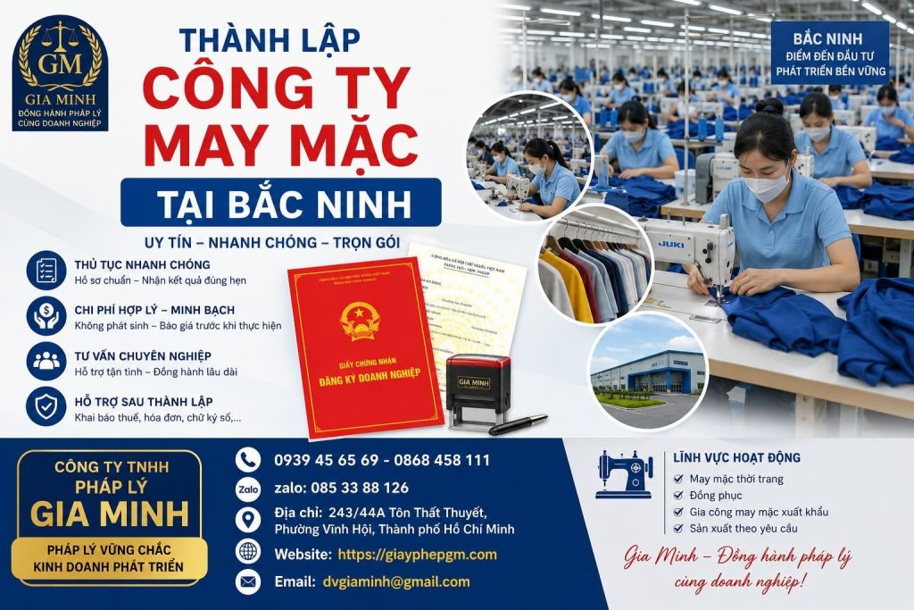 Thành lập công ty may mặc tại Bắc Ninh trọn gói, đúng quy định 1 Thành lập công ty may mặc tại Bắc Ninh
