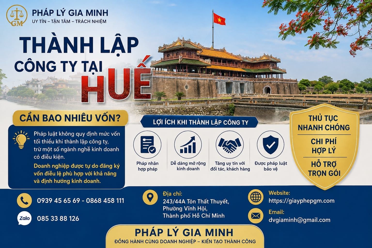 Thành lập công ty tại Huế cần bao nhiêu vốn