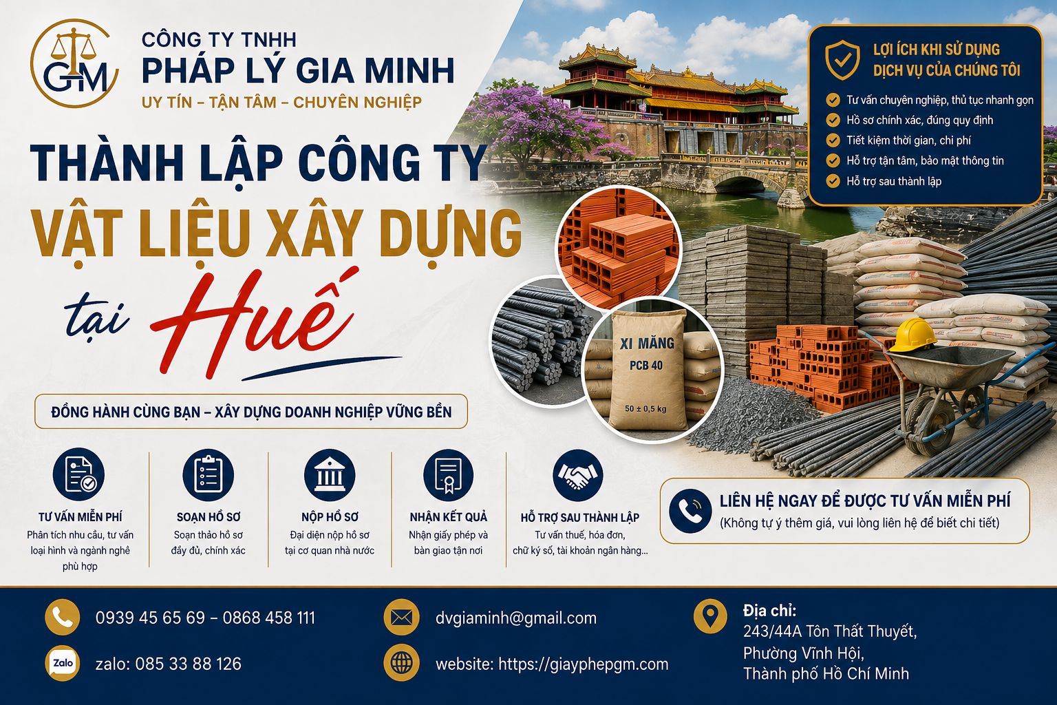 Thành lập công ty vật liệu xây dựng tại Huế