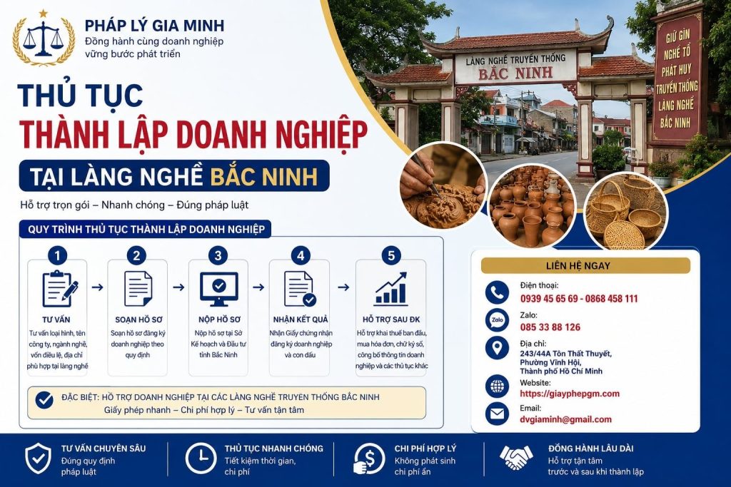 Thủ tục thành lập doanh nghiệp tại làng nghề Bắc Ninh đầy đủ, đúng quy định 1 Thủ tục thành lập doanh nghiệp tại làng nghề Bắc Ninh