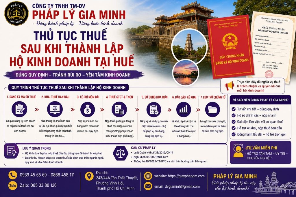 Thủ tục thuế sau khi thành lập hộ kinh doanh tại Huế: Những việc cần làm ngay 1 Thủ tục thuế sau khi thành lập hộ kinh doanh tại Huế
