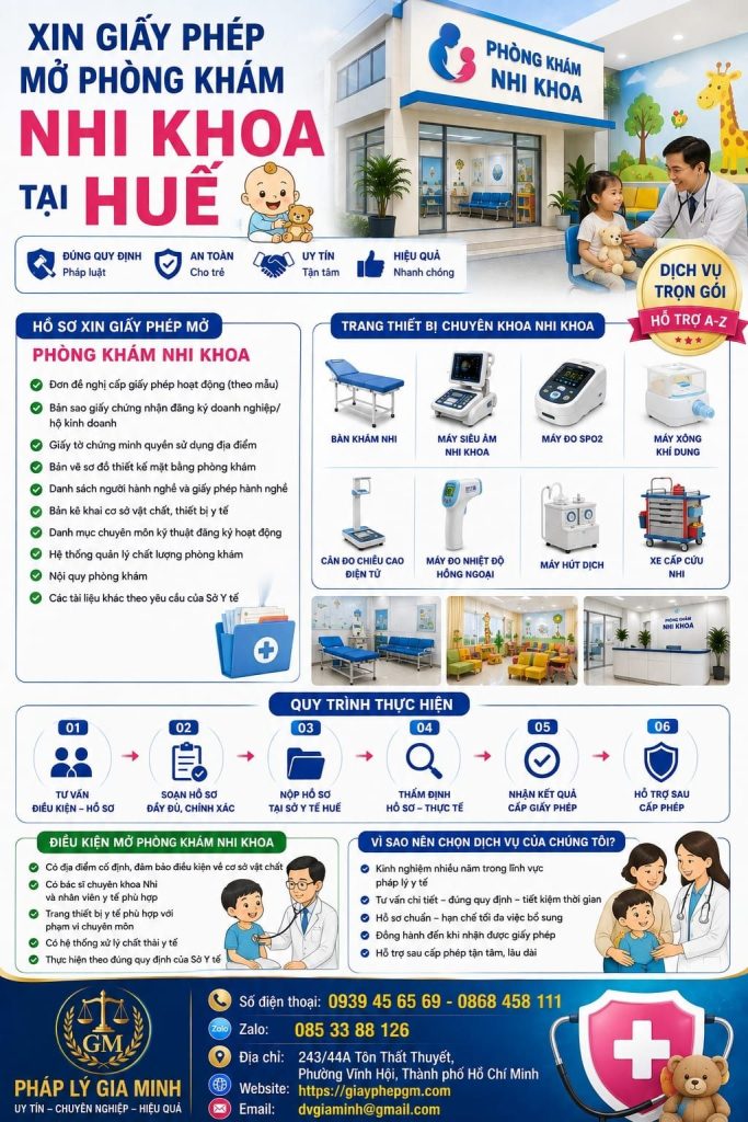Xin giấy phép mở phòng khám nhi khoa tại Huế đầy đủ từ hồ sơ đến quy trình 1 Xin giấy phép mở phòng khám nhi khoa tại Huế