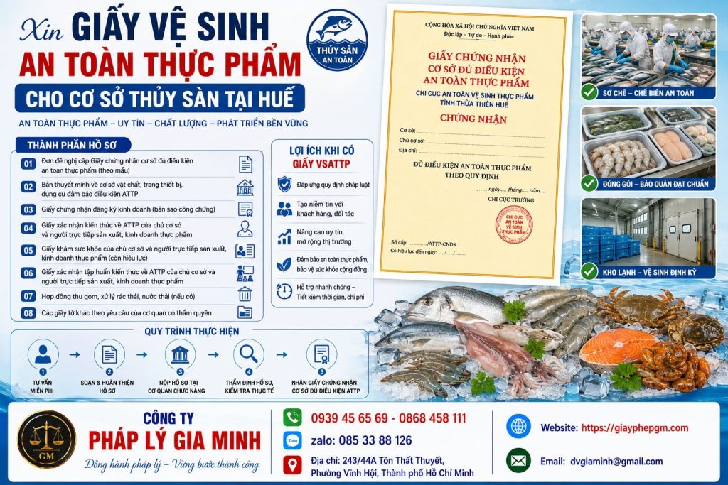 Xin giấy vệ sinh an toàn thực phẩm cho cơ sở thủy sản tại Huế
