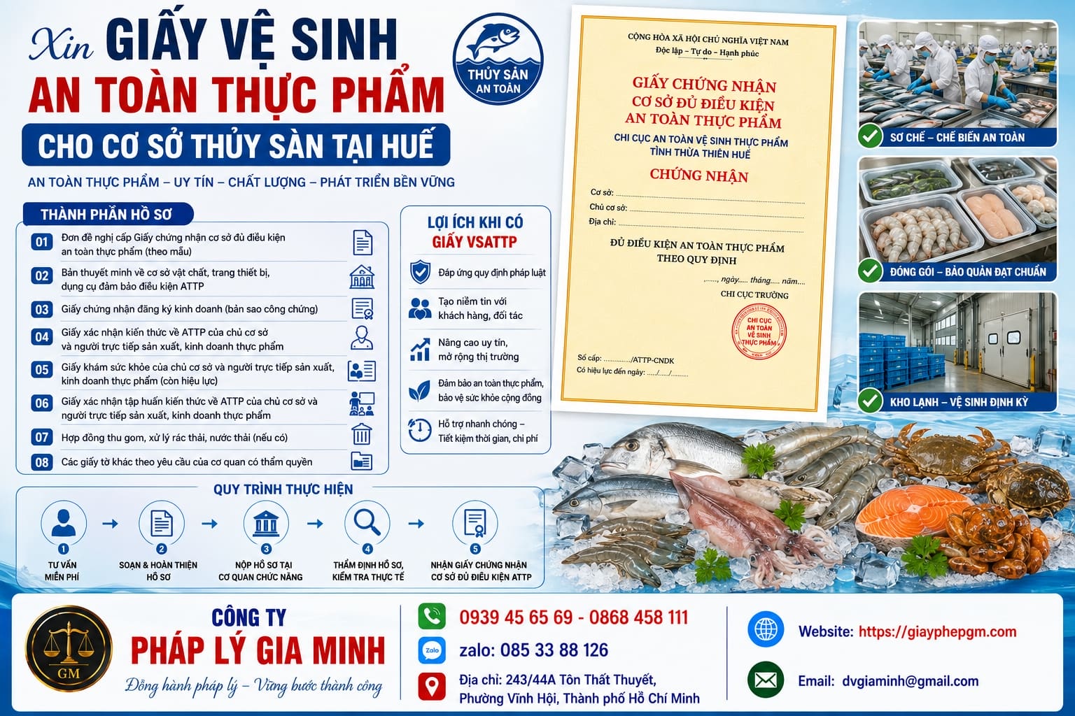 Xin giấy vệ sinh an toàn thực phẩm cho cơ sở thủy sản tại Huế