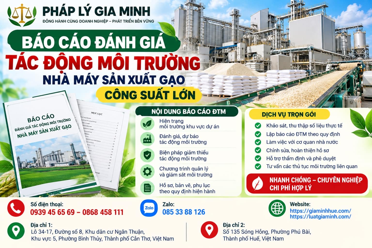 Báo cáo đánh giá tác động môi trường nhà máy sản xuất gạo công suất lớn