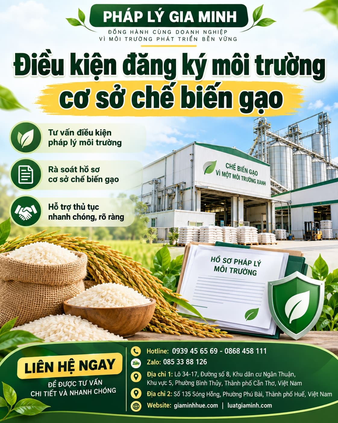 Điều kiện đăng ký môi trường cơ sở chế biến gạo