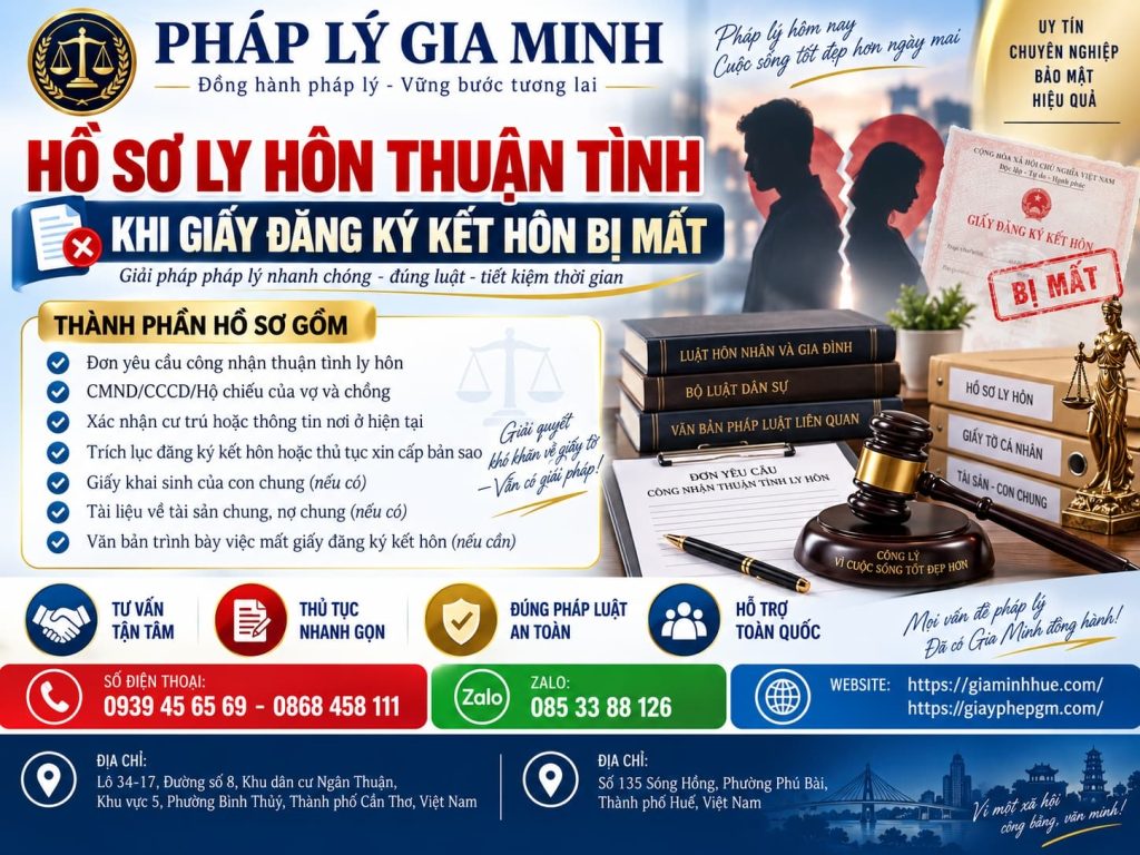 Hồ sơ ly hôn thuận tình khi giấy đăng ký kết hôn bị mất