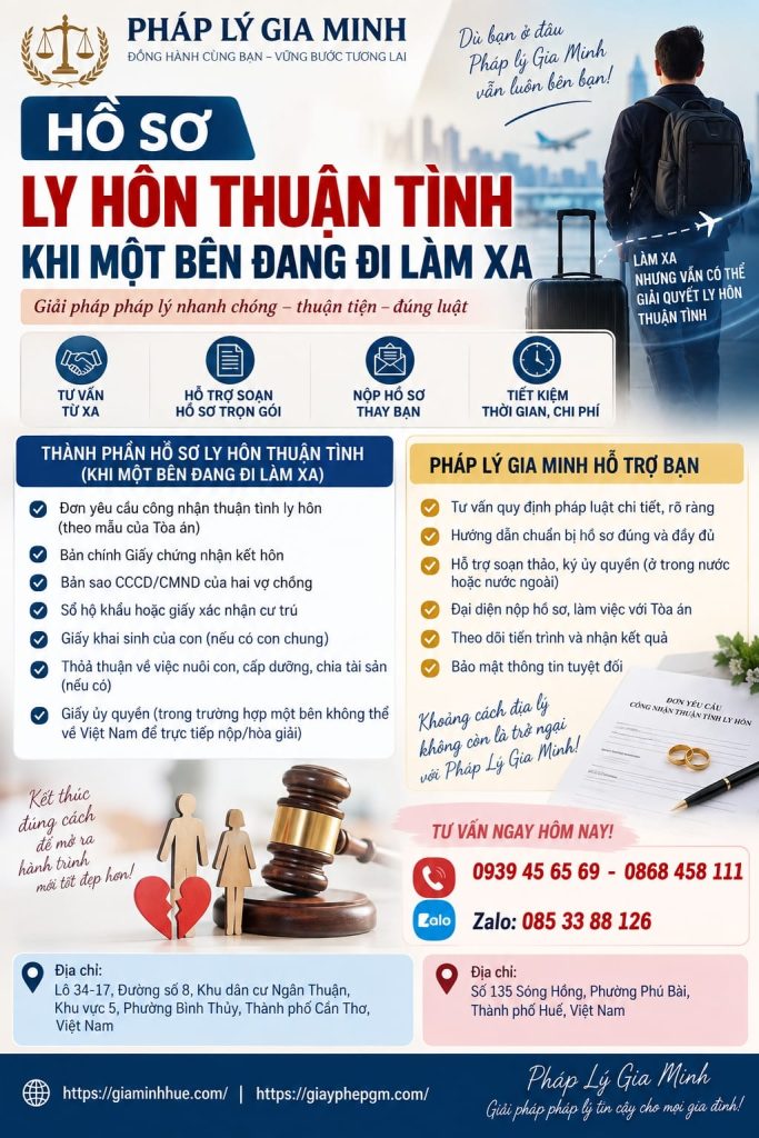 Hồ sơ ly hôn thuận tình khi một bên đang đi làm xa