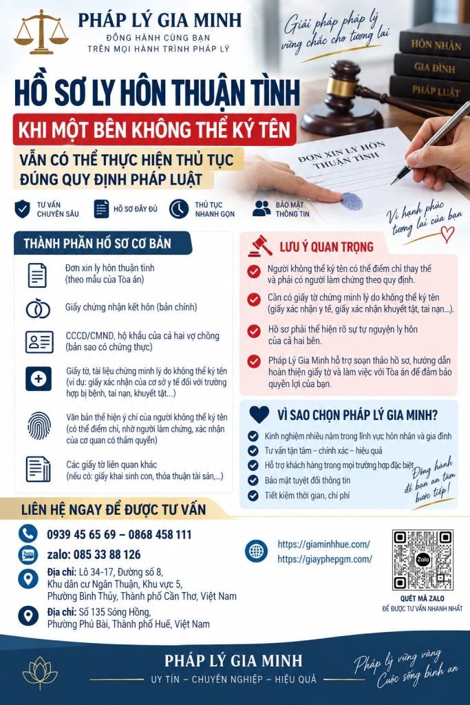 Hồ sơ ly hôn thuận tình khi một bên không thể ký tên cần xử lý thế nào? 1 Hồ sơ ly hôn thuận tình khi một bên không thể ký tên