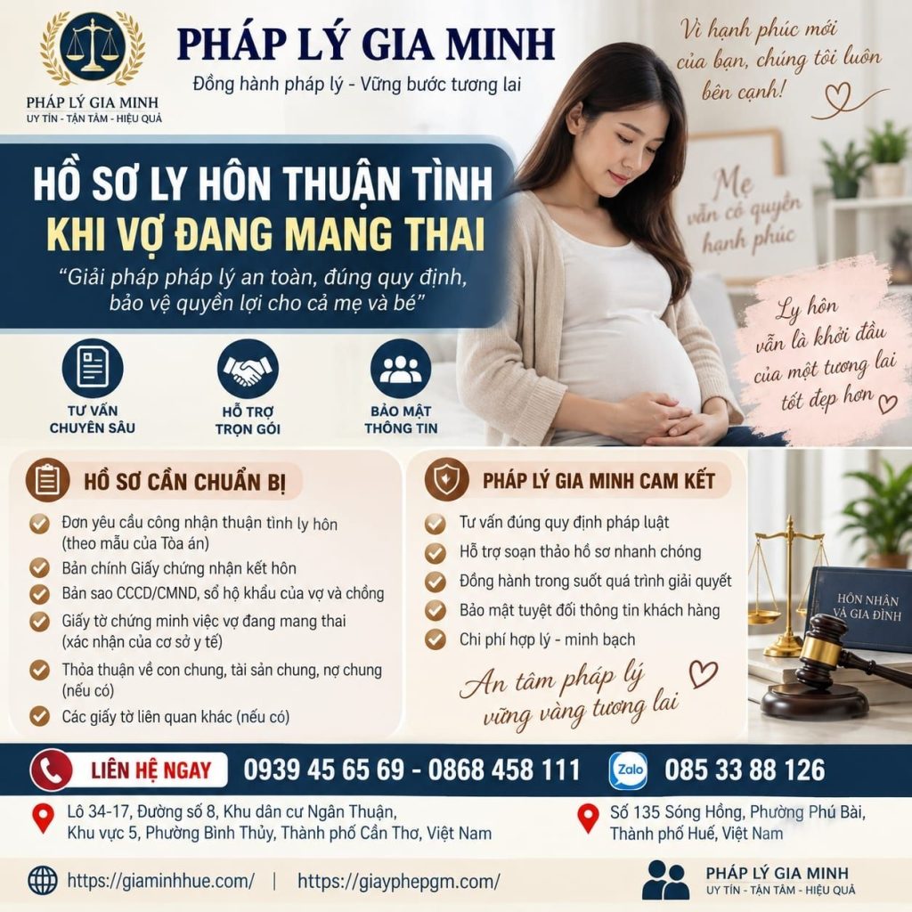 Hồ sơ ly hôn thuận tình khi vợ đang mang thai