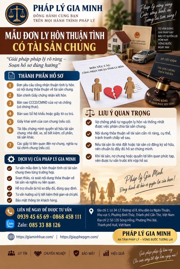 Mẫu đơn ly hôn thuận tình có tài sản chung