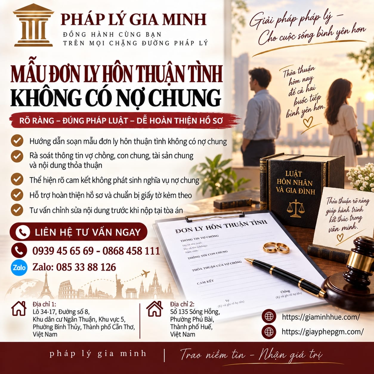 Mẫu đơn ly hôn thuận tình không có nợ chung
