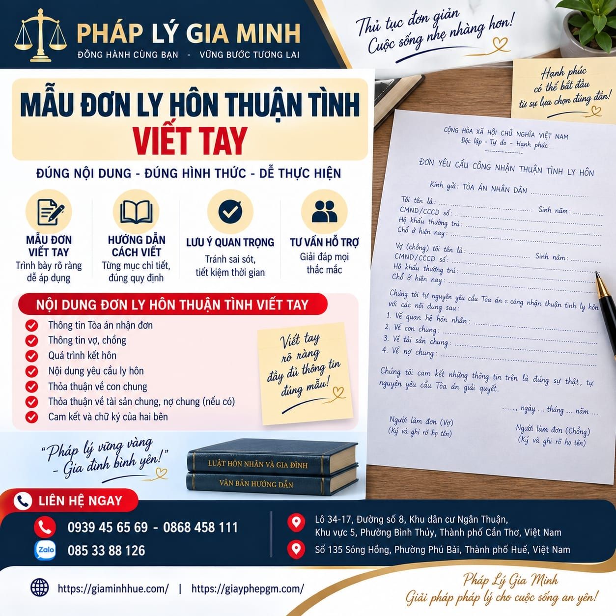 Mẫu đơn ly hôn thuận tình viết tay