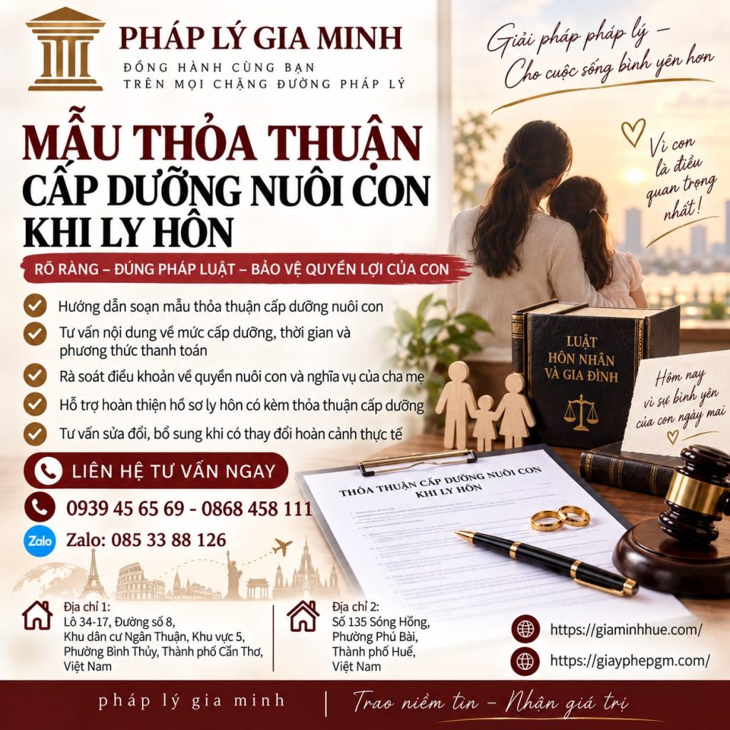 Mẫu thỏa thuận cấp dưỡng nuôi con khi ly hôn