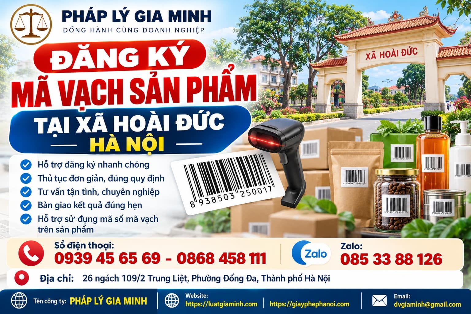 Đăng ký mã vạch sản phẩm tại xã Hoài Đức Hà Nội