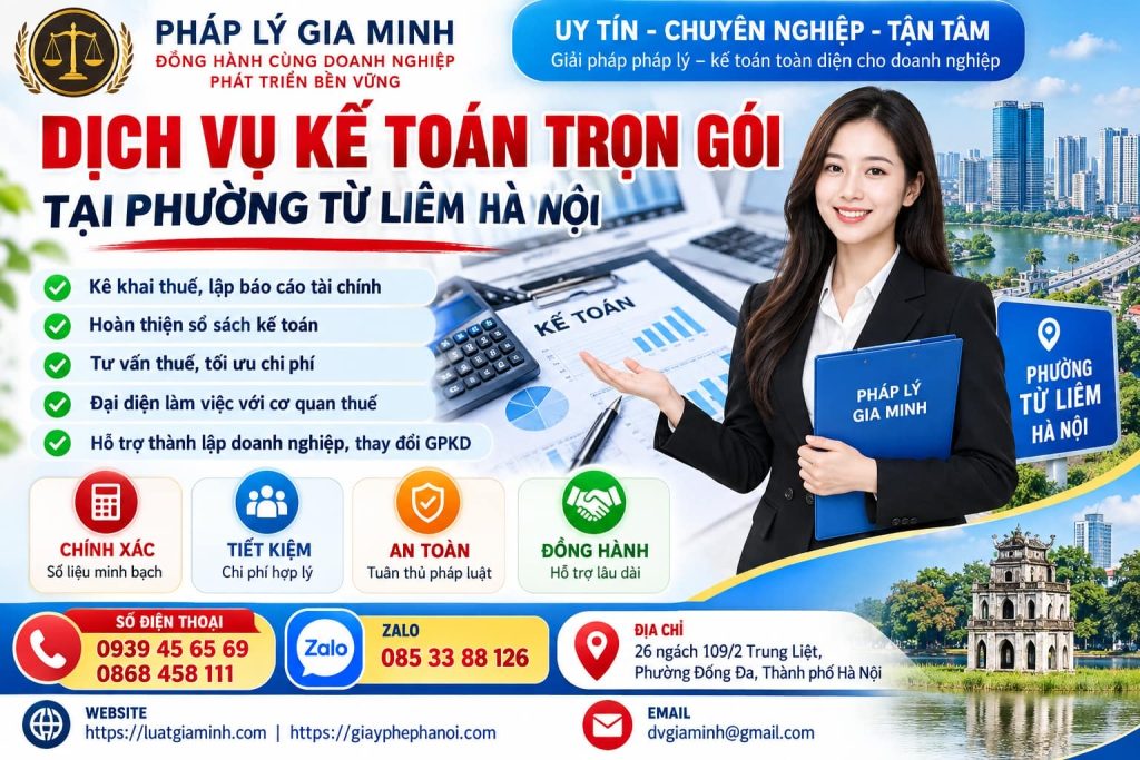 Dịch vụ kế toán trọn gói tại phường Từ Liêm Hà Nội