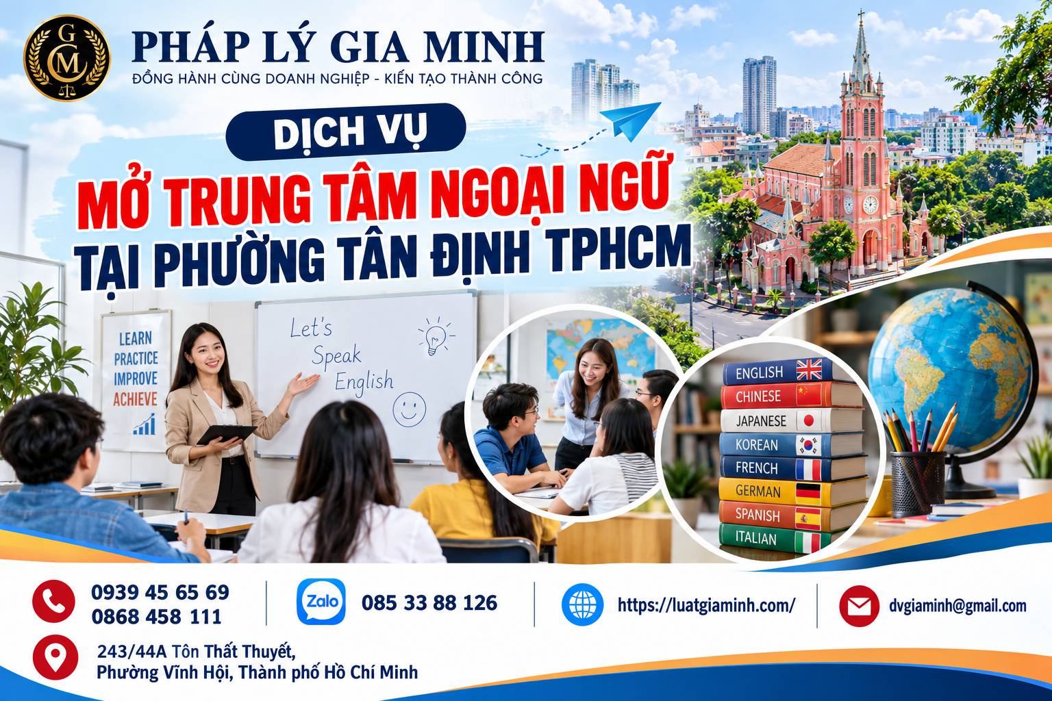 Dịch vụ mở trung tâm ngoại ngữ tại phường Tân Định TPHCM