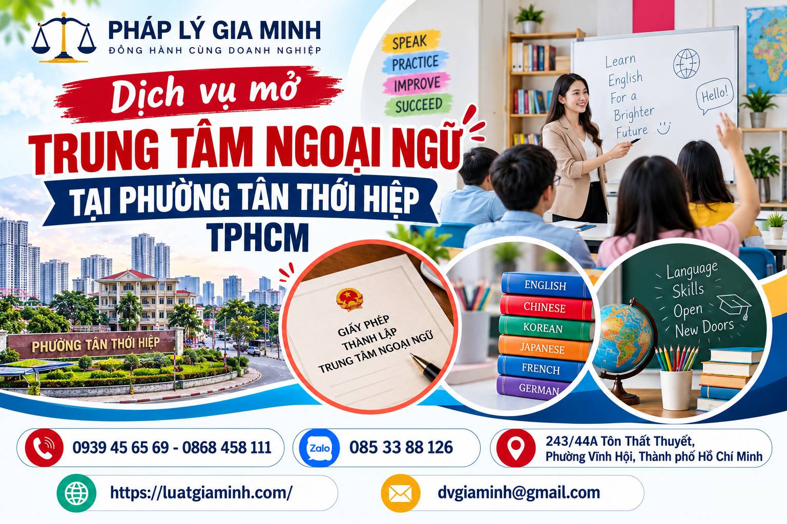 Dịch vụ mở trung tâm ngoại ngữ tại phường Tân Thới Hiệp TPHCM