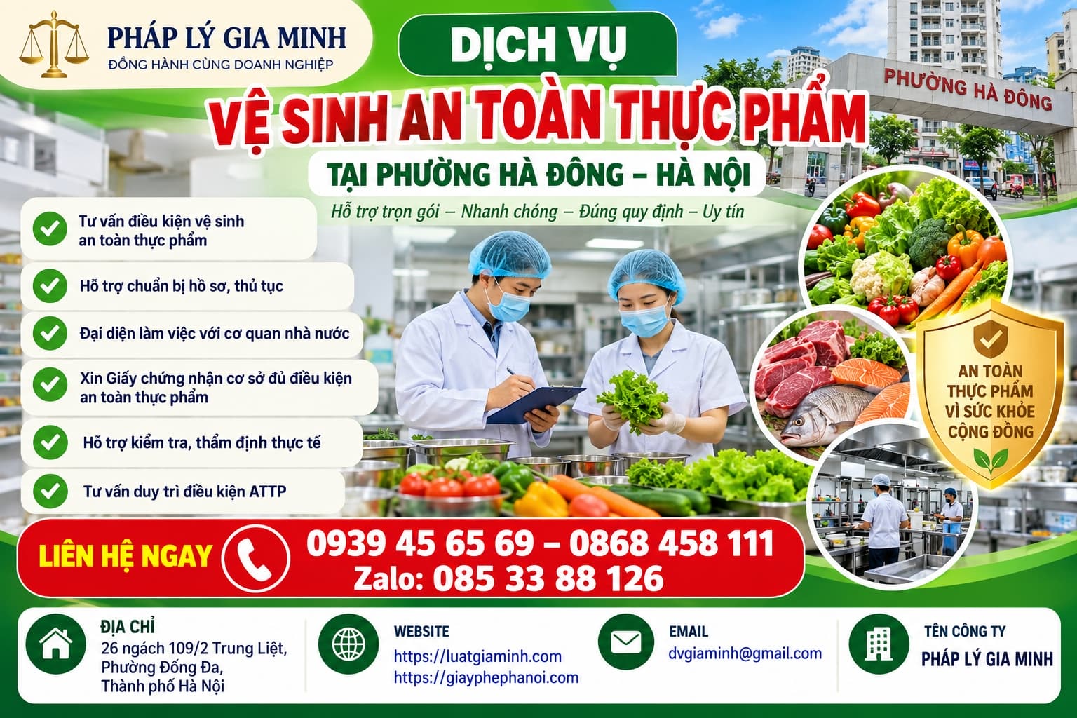 Dịch vụ vệ sinh an toàn thực phẩm tại phường Hà Đông Hà Nội