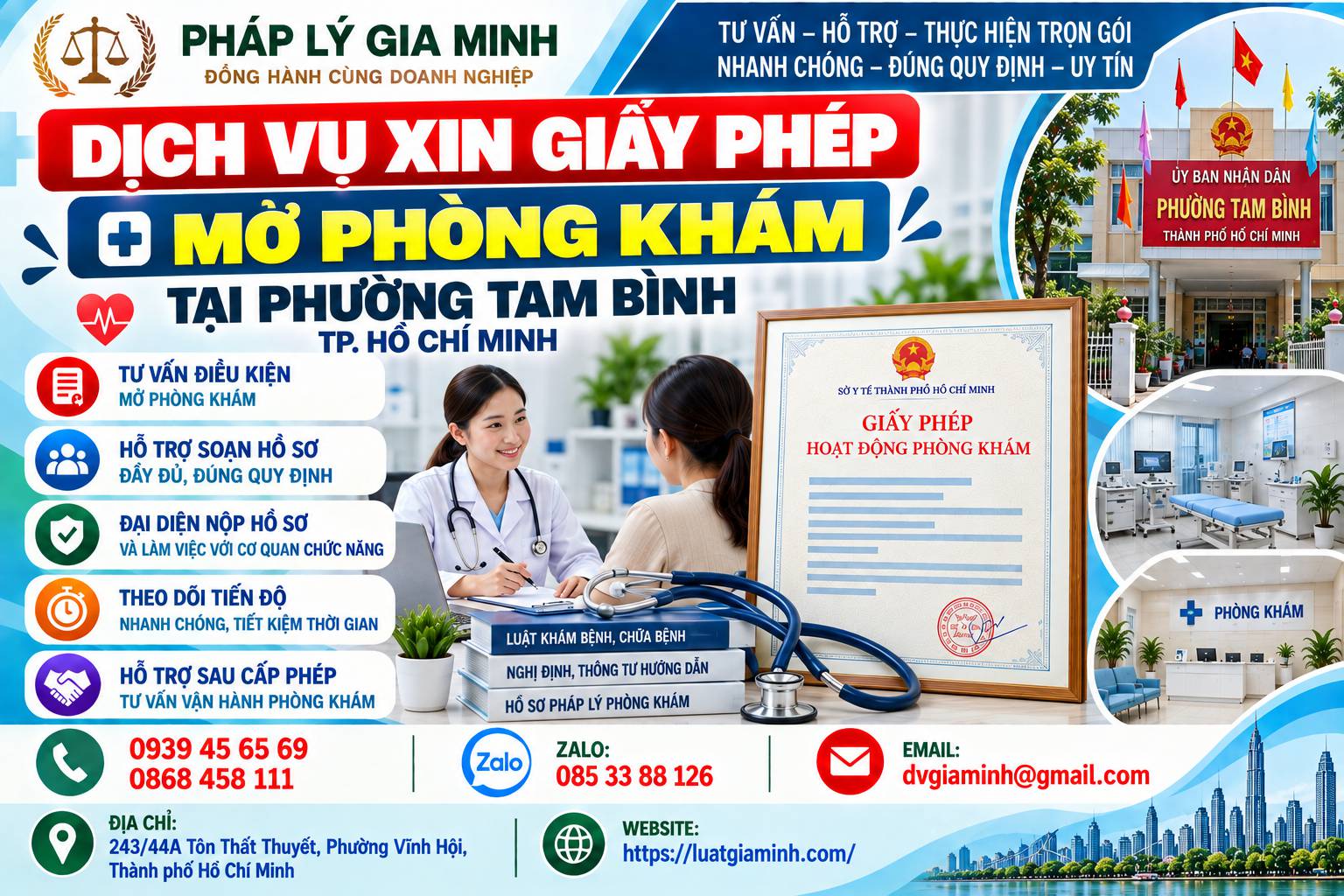 Dịch vụ xin giấy phép mở phòng khám tại phường Tam Bình TPHCM